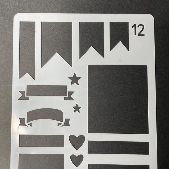Reusable Art Planner Stencil Flags Banners Flags Stars Hearts Planner Boxes mq M - Picture 2 of 3